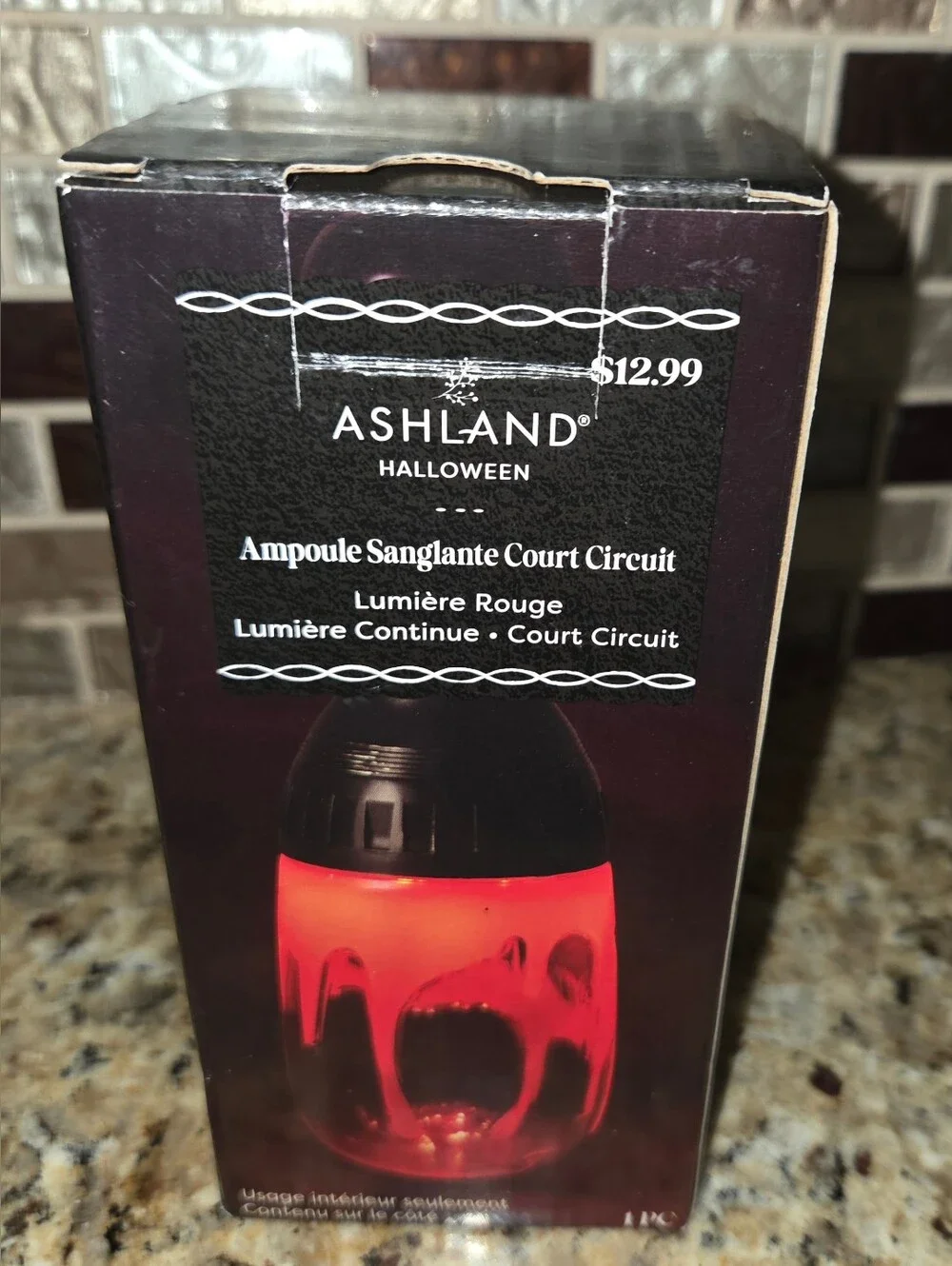 NWT Ashland Halloween Red Bloody Light Bulb Short Circuit Spooky Party Decor